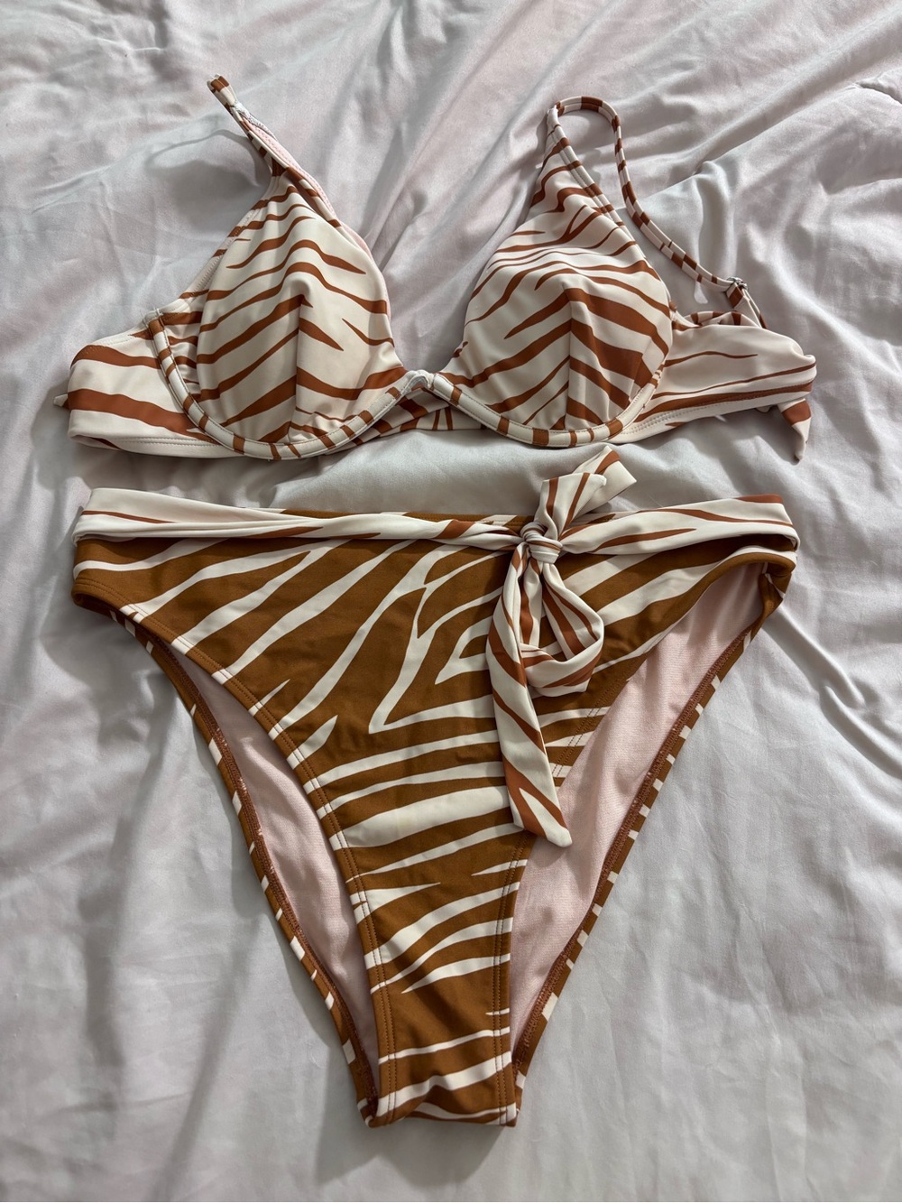 Cupshe Brown and White Zebra Print Bikini Set